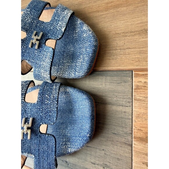 Bruno Magli Made in Italy Blue Denim Slide Sandals Size 8 Item $275 - Picture 6 of 10